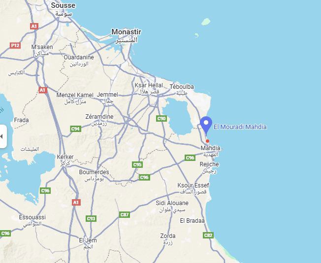 Map showing the location of El Mouradi Mahdia