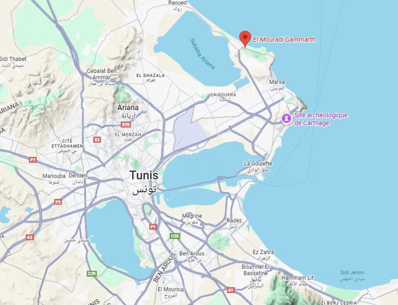 Map of El Mouradi Gammarth Map showing the location of El Mouradi Gammarth