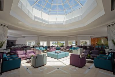 Hotel lobby with glass dome at El Mouradi Club Kantaoui