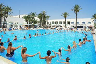 Aqua fitness session in the swimming pool at El Mouradi Club Kantaoui